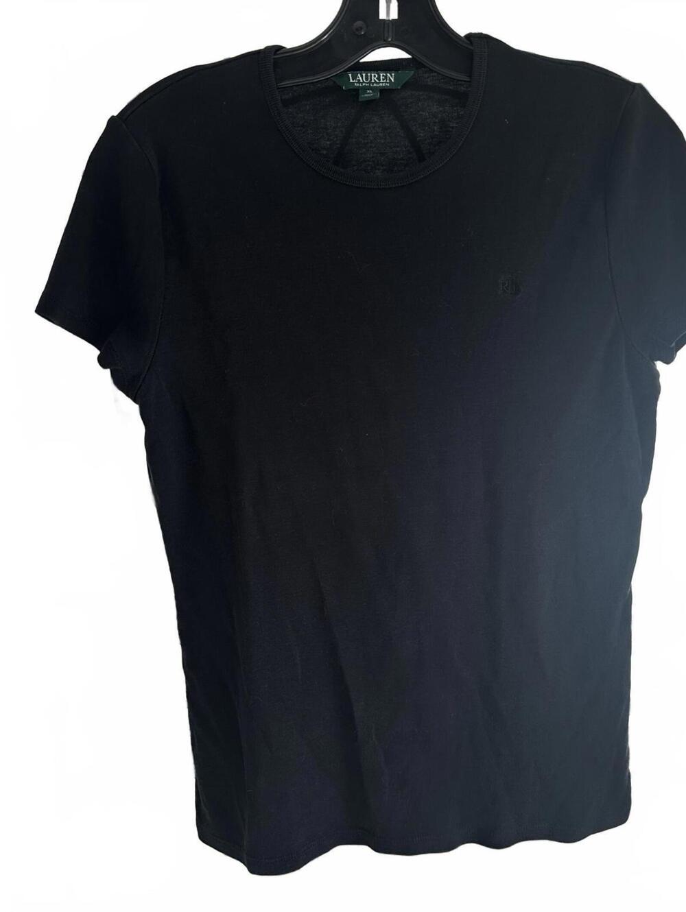 LAUREN Ralph Lauren Women's Black Crewneck T-Shirt - XL